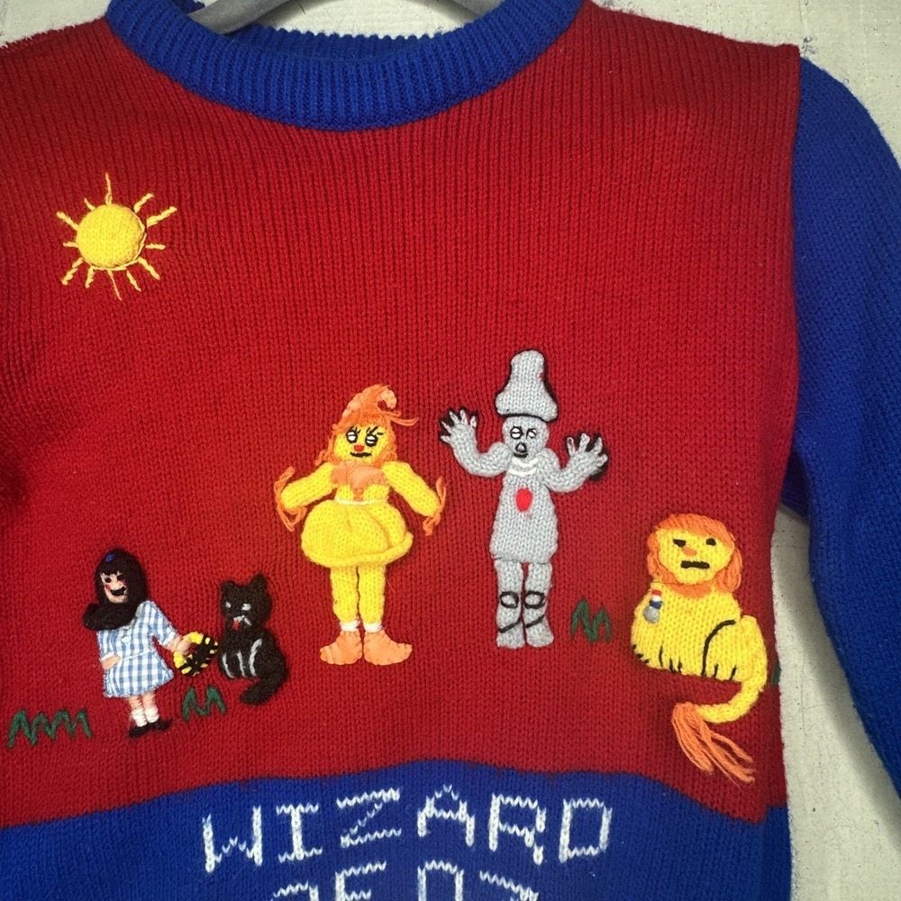 Vintage 1988 Harlequin Designs Wizard of Oz Colorblock Kids Sweater | Tag Sz: 6 - Picture 7 of 10